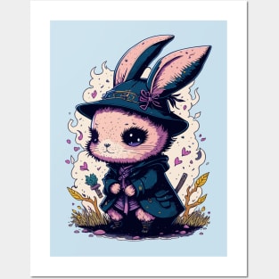 Halloween Bunny is here in witch style Posters and Art